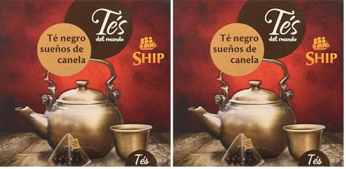 Ship - Té Negro Sueños de Canela - Caja de 15 Pirámides - Con Funda - Aumenta las Defensas, Acelera el Metabolismo - Gran Afrodisíaco Natural - Propiedades Antioxidantes - Infusiones y Tés