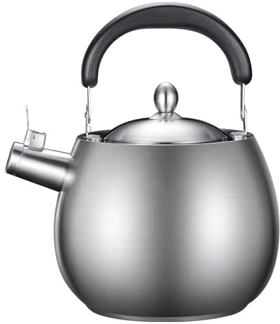 Bouilloire sifflante en acier inoxydable 304 – Théière de grande capacité pour tous les feux – Induction, gaz, électrique, halogène (5 L)
