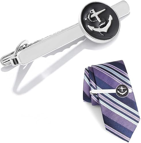 XFSRG 2 Stück Krawattennadel für Herren Klassische Anker Krawattenklammer Edelstahl Tie Clip für Hochzeit Business Geburtstag mit Geschenkbox (Silber)
