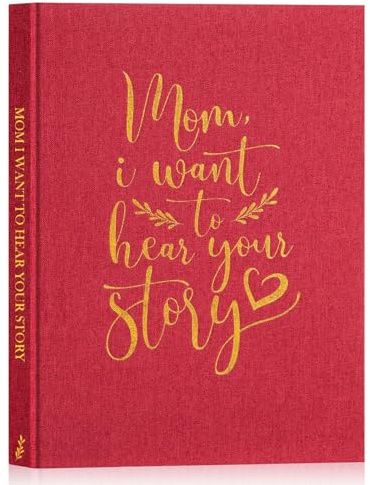 Lanpn Berätta historien om ditt liv mamma, guidad linnedagbok med 270+ frågor mors dag födelsedag jul present minnesbok mamma mamma berättelse bokjournal, röd, engelsk