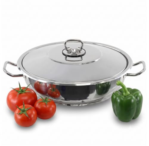 GEEZY Stainless Steel Casserole Pot with Lid & Induction Base 28cm | Suitable for all hobs. Dishwasher & hob to oven safe base. Premium 18/10 stainless steel provides reliable everyday cooking.
