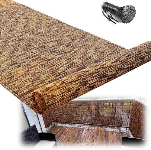 Genérico Valla Caña Cerca De Caña para Piscina Panel De Caña para Privacidad Estera De Caña Marrón Estilo Mediterráneo Protección Solar Y Resistente Al Viento para Jardín