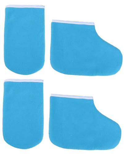 EXQUIMEUBLE Paraffin Wachs Handschuhe und Wachssocken Satz aus Blauem Gewebe für Hände und Füße Einfach Anzuziehen Hält Wachs Warm für Paraffinbäder Zuhause und Salon
