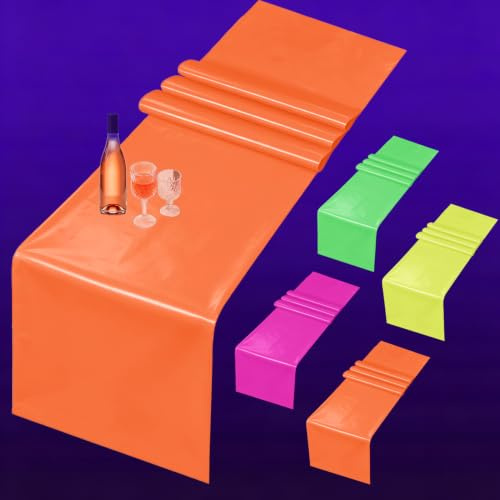 Let's Glow Lot de 8 chemins de table fluorescents multicolores fluorescents en plastique pour décorations de fête fluo