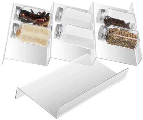 Cabilock Organizador De Especias Para Cajón 4 Piezas Expandible Transparente Soporte Ajustable Acrílico Estante Modular Cocina Condimentos
