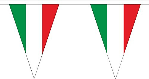 Banderines de bandera de Italia, triángulo grande de 20 m, 54 banderas FlagSuperstore