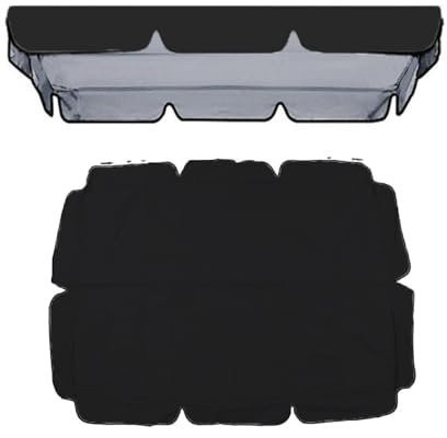 56 x 47 Waterproof Canopy Replacement for Patio Swing Chair - Durable Outdoor Swing Seat Cover Fabric (Black 75x47in/190x120cm)