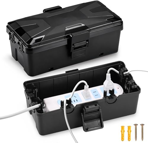 Starvortex Wasserdichte Kabelbox für den Außenbereich(26,1*15*9,4cm), IP54 Wetterfeste Kabelbox, Steckerschutz außen Wasserdicht, Schützen Sie Steckdosen, Zeitschaltuhren und Weihnachtsbeleuchtung
