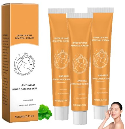 Enthaarungscreme Gesicht,Haarentfernung Gesicht Damen,Gesichtshaarentfernungs Creme,Beruhigende Enthaarungscreme KöRper,Hair Off Haarentferner Lippenhaarcreme,Für Oberlippe,Wangen Augenbrauen (3PC)