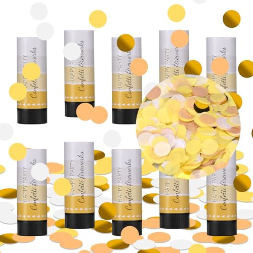 FEIGO Lot de 10 canons à confettis portatifs - Doré - Pour mariage, anniversaire, fête prénatale, accessoires de fête