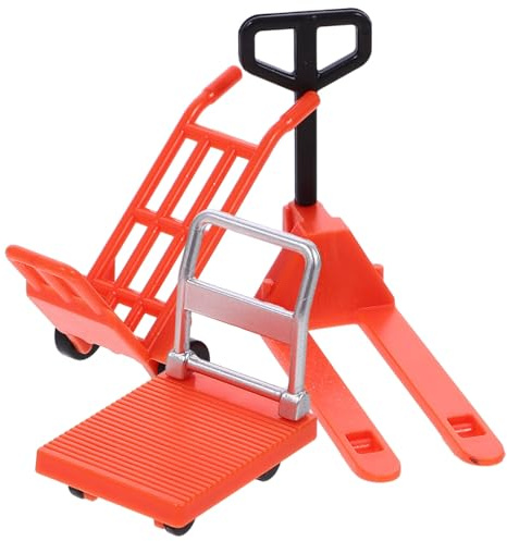 JOINPAYA Ensemble de Jouets Miniatures Chariot Élévateur Orange Mini-Plateforme et Chariot à Main pour Garçon et Filles Modèle Réduit de Véhicule de Construction Éducatif Jeu de