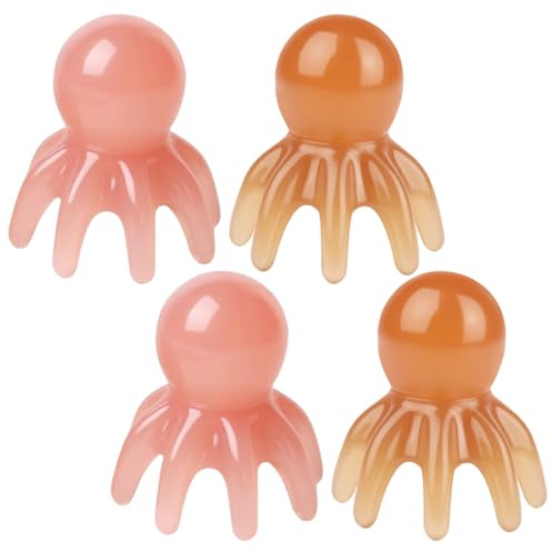 SLEEKEE Masajeador De Pulpo De 4 Piezas, Relajación Meridiana De La Cabeza, Herramienta De Presión De Acupuntura De Cuerpo Completo, Peine De Masaje De Pulpo Creativo.
