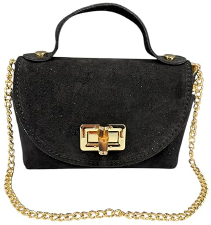Jeamis Wildleder Rauhleder Damen Elegante Tasche Clutch Pochette Umhängetasche Veloursleder Leder Tasche Party Leopard Made in Italy Leo