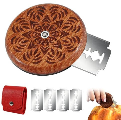 Brot Schneide Werkzeug, Bäckermesser Brot mit Rasierklinge, Bäckermesser | Runde Teig Rasiermesser, Baguettemesser, Teig Scoring Hieb Teigmesser für Diy Brotteig Muster Kochen Werkzeug (Rosenmuster)
