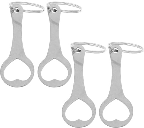 KJHBV Lot de 4 Jetons Caddie en Acier Inoxydable Épais, Porte-clés Cœur Ergonomique, Accessoire Pratique pour Chariot de Supermarché, Monnaie D'achat Sécurisée, pour Courses Rapides