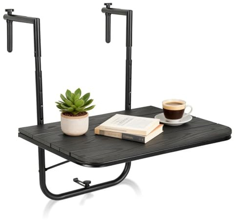 Monucep Balkontisch zum Einhängen, klappbarer Balkonhängetisch mit 4-Fach höhenverstellbarer, Wetterfest Hängetisch Klapptisch 77 x 60 x 40 cm, für Balkon und Garten