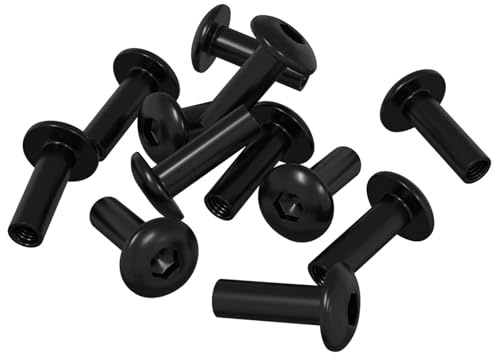 Boulons à manchon en métal noir M4 x 14,5 mm 12 pièces avec filetage précis pour fixation, assemblage, montage et réparation de meubles, bois, béton, charpente, support et quincaillerie
