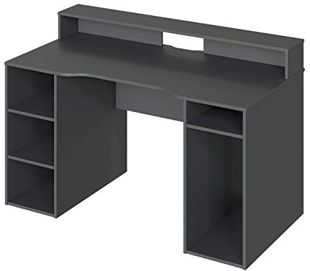 Habitdesign Mesa Gamer, Mesa de Ordenador, Modelo Ozone, Acabado en Gris Antracita, Medidas: 136 cm (Largo) x 67 cm (Ancho) x 73-88 cm (Alto), Grande (004601Z)