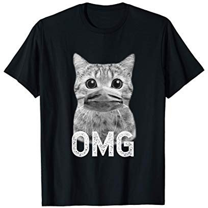 Katze mit Mundschutz OMG Maske Gesichtsmaske Atemschutz T-Shirt