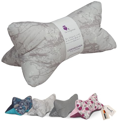 Leseknochen Muster Nackenkissen Handmade in D, waschbar (Marmor Grau)