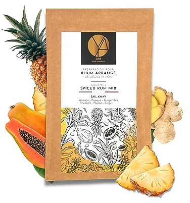 OYA - Préparation pour Rhum Arrangé de Dégustation SAIL AWAY - Ananas Papaye Gingembre (pour 70cl de rhum) - Idée Cadeau Noël Secret Santa