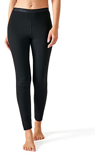 Damart - Thermolactyl skrapade fleece leggings, svart, XS