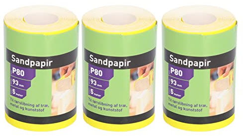 3Pcs Sandpaper Roll Ceramic Alumina Oxide Sanding Paper 80 Grit Longboard Continuous Yellow Sandpaper Roll for Woodworking