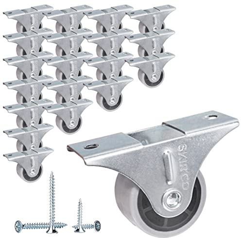 SKIR'CO (20 Stück) kleine 30mm Möbelrollen Grau Gummiräder Bockrolle Bockrollen Non-Swivel, One-Richtung, Schrauben enthalten (20)