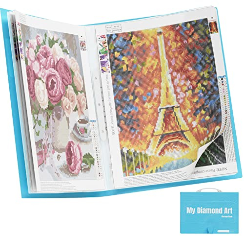 ARTDOT Diamant Painting Bilder Album mit Griff, Diamond Painting Mappe, Sichtbuch in A2 für Aufbewahrung Diamant Malerei Bilder, Mit 30 Seite fasst 60 Blatt