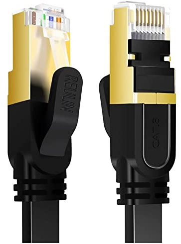 Reulin Ultra-Flexible CAT8 Flat Ethernet Cable 4.5M Long, High-Speed CAT 8 Internet Cable 4.5 M, LAN Network Cable 40Gbps 2000MHz Speed [ 4.5 Metres ]