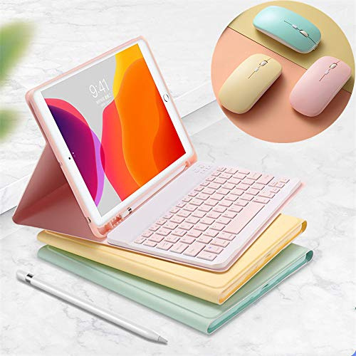 Clavier coloré pour iPad 9e, 8{^>e<^} et 7{^>e<^} génération 10,2, iPad Air 3e génération, iPad Pro 10,5 avec clavier Bluetooth amovible (bleu clair)