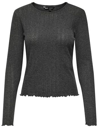 Only Femme Onlcarlotta L/S Top Noos JRS T-Shirt, Gris-foncé, M EU