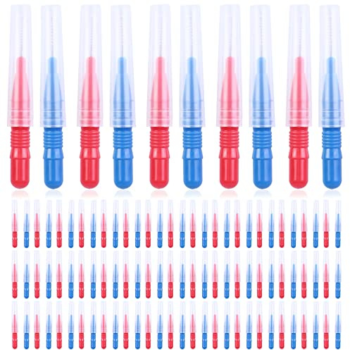 Interdentalbürsten Zahnbürstchen für Zahnzwischenräume Zahnzwischenraumbürsten: 100 Stück Interdentalbürsten Kopf Mundhygiene Dentalbürsten Reiniger Zahnreinigung Werkzeug mit Deckel für Zuhause