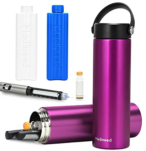 MEDINEED Custodia da viaggio per insulina, organizer per medicinali da viaggio per la cura del diabete, 60 ore, con 3 penne refrigeranti per farmaci per diabete, kit da viaggio per medicinali da
