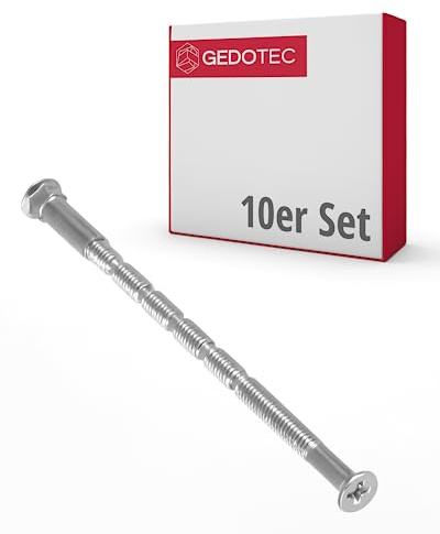 Gedotec Möbelschrauben M4 | 10 Stück - Hülsenschrauben | Verbindungsschraube Edelstahl M4 x 75 mm | Schrankverbinder Kreuzschlitz PZ2 und Flachklinge | für Türdrücker - Türbeschläge