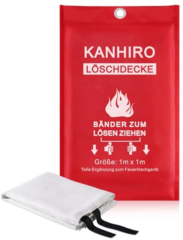 kanhiro Fire Blanket, Emergency Fire Suppression Blanket for Home and Kitchen, Fiberglass Fire Blanket Great for School, Fireplace, Grill, Car, Office, Warehouse (1 Pack)