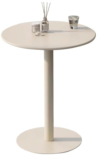 Runder Esstisch Kleiner Bürotisch Konferenztisch Kaffee-Besprechungstisch | Cocktail-Bartisch, hoher Bistro-Pub-Tisch, wasserdichter Bartisch in Thekenhöhe für den Außenbereich, Beige ( Size : 60x60x7