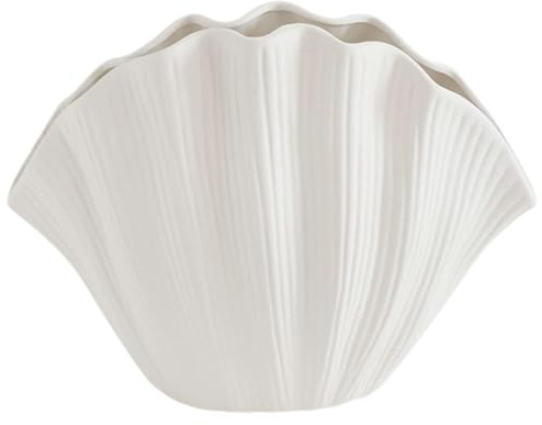 HUNYA Muschelblumenvase, Muschelvase - Moderne Kunstvase | Boho-Blumenvasen für Wohndekoration, Keramikvase für Tisch, Wohnzimmer-, Bücherregal