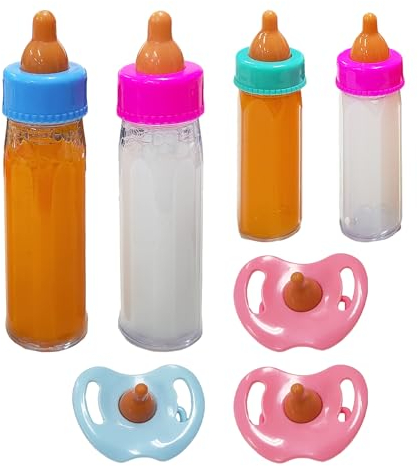 7 Teiliges Flaschenset, Puppenflasche Mit Nippel, Puppensaftflasche, Spielzeugpuppenzubehör, Baby-Rollenspielrequisiten, Magische Flasche, Kindergeburtstagsgeschenk
