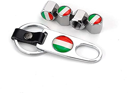 TECART Ventilkappen 4 Stück Ventildeckel Auto-Reifen Ventilabdeckung Reifenventil-Kappen Autoventil-Kappen PKW SUV Motorrad Fahrrad Dichtung Auto Accessoires Ventil Schrauber A Italien Silber
