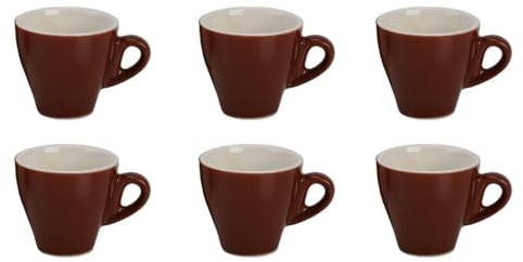 BORELLA SRL Set 6 Tazzine Tazze Caffè Bar Marrone Billy Senza Piattini