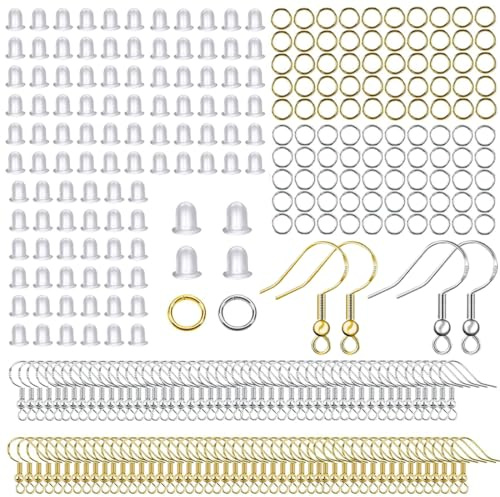BLPRKOT 200 Pezzi Ganci per Orecchini Anallergici Argento Placcato Monachelle per Orecchini Fai da Te 4 mm Anelli Aperti per Creazione Gioielli Fai da Te