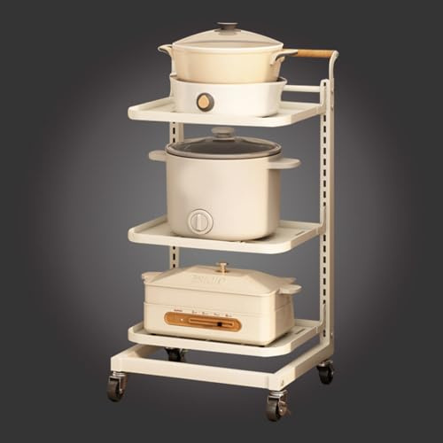 Rangement et Organisation de Cuisine Tiroir Coulissant Chariot à roulettes Pliable Panier de Fruits et Legumes Étagère Rangement,White-3 * 3boards