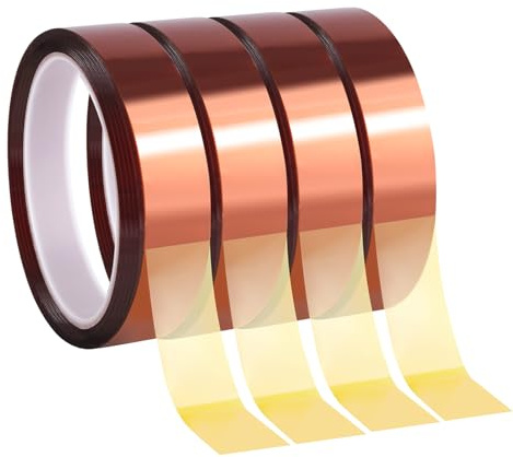 Fyguard 4 Rollen Kapton Tape, 20mm x 25m Hohen Temperaturen Klebeband Sublimationsklebeband für Elektronische Lötmaskierung Leiterplatten Tassen, Rückstandsfrei