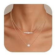 Dochais 14K Vergoldete Perlenkette Layered Gold Schmuck für Frauen