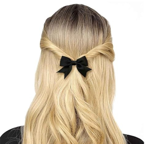 TseenYi Bogenspange Satin Haarschmuck Haarnadeln Schwarzer Bogenknoten Haarspangen Kleine Schleife Haarspangen Schleife Krawatten Ein-Wort-Clip Braut Haarspangen Hochzeit Spange