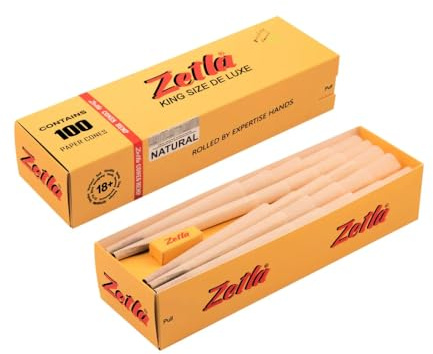 Zetla 100 Cones Hemp King Size - Vorgedrehte Joint Hülsen - Konische Hülsen mit Filter (109 x 26 mm) - King Size Joint Cones - Vorgedrehtes Papier