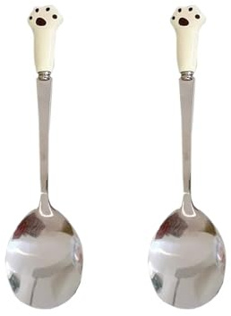 2 PCS Pet Food Spoon Cute Stainless Steel Dog Spoon Pet Food Scoop Paw Cat Can Spoon for Pets Premium Quality