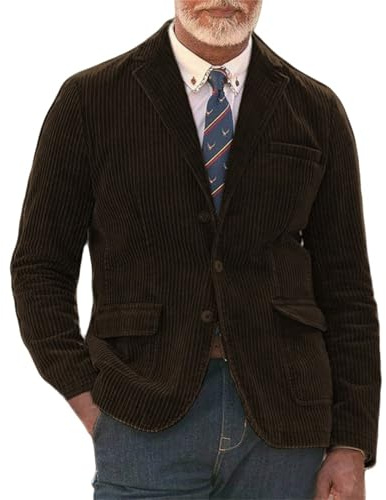 Blazer da uomo in velluto a coste - Giacca da completo casual vintage slim fit - Cappotto da ufficio retrò morbido e confortevole per uomo - Blazer quotidiano leggero monopetto - Giacca classica