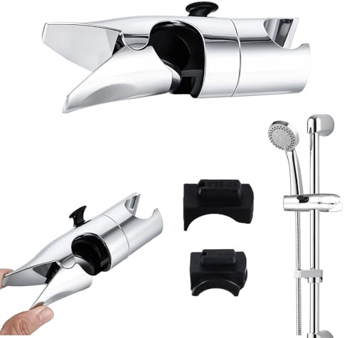 Yuanchu Handbrause Halterung,Duschkopfhalterung ohne Bohren Verstellbar Duschkopfhalter für 18-25mm Gleitstange Universal Duschhalterung 360° Drehbar Duschbrause Halterung Brausehalter für duschstange